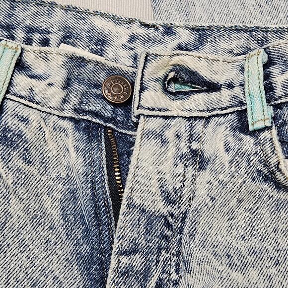 80s Acid Wash Cap Ferrat Denim Blue Jean Pink Blue High Waisted Mom Jeans Size 7 - Picture 8 of 13